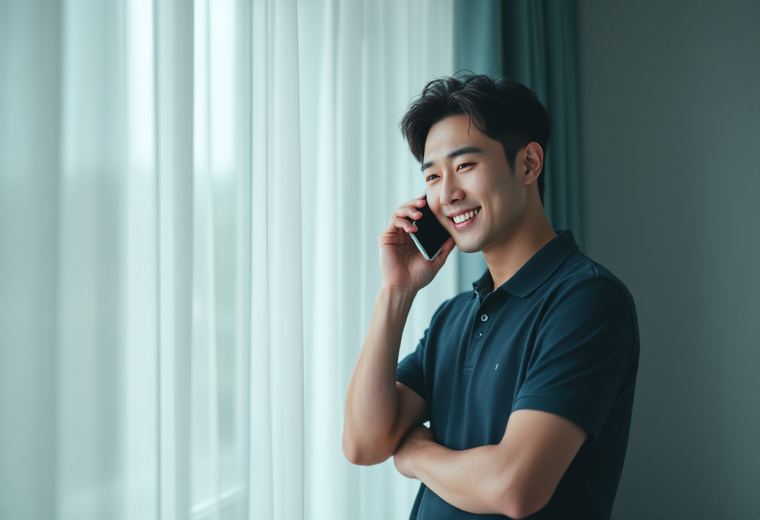 전화로 상담받는 모습